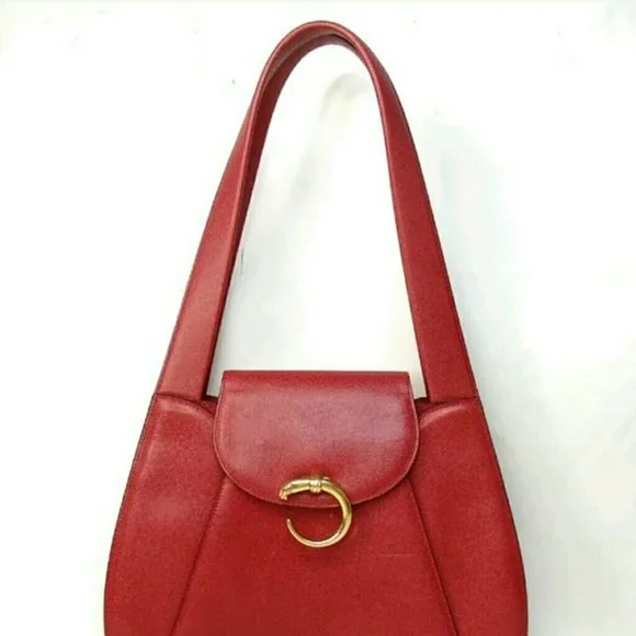 HOST PICK RARE Cartier Vintage PANTHERE line extra large shoulder bag style - Picture 5 of 17